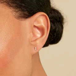 Boucles D'Oreilles Puces Poem Argent Jaune Péridot Oxyde De Zirconium