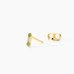 Boucles D'Oreilles Puces Poem Argent Jaune Péridot Oxyde De Zirconium