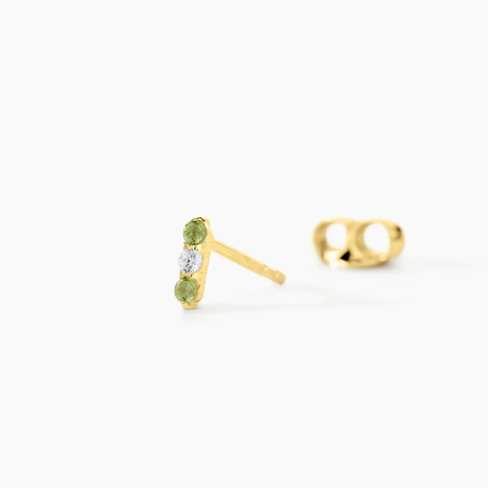 Boucles D'Oreilles Puces Poem Argent Jaune Péridot Oxyde De Zirconium
