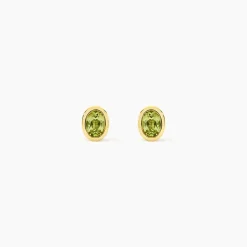 Boucles D'Oreilles Puces Poem Argent Jaune Péridot