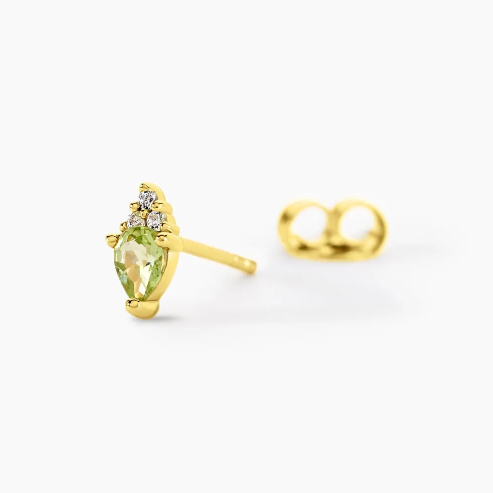 Boucles D'Oreilles Puces Poem Argent Jaune Péridot Oxyde De Zirconium