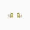 Boucles D'Oreilles Puces Poem Argent Jaune Péridot Oxyde De Zirconium