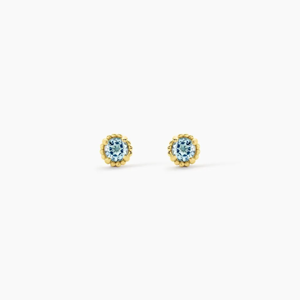 Boucles D'Oreilles Puces Poem Argent Jaune Topaze