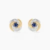 Boucles D'oreilles Puces Potentille Or Jaune Saphir