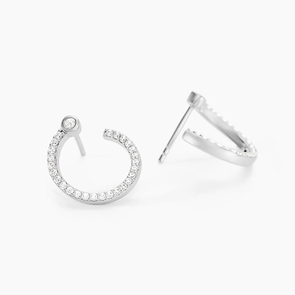 Boucles D'oreilles Puces Raffaela Argent Blanc Oxyde De Zirconium