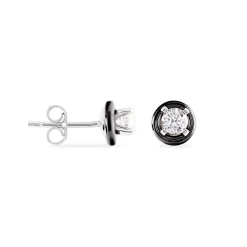 Boucles D'oreilles Puces Renda Argent Céramique Et Oxyde De Zirconium