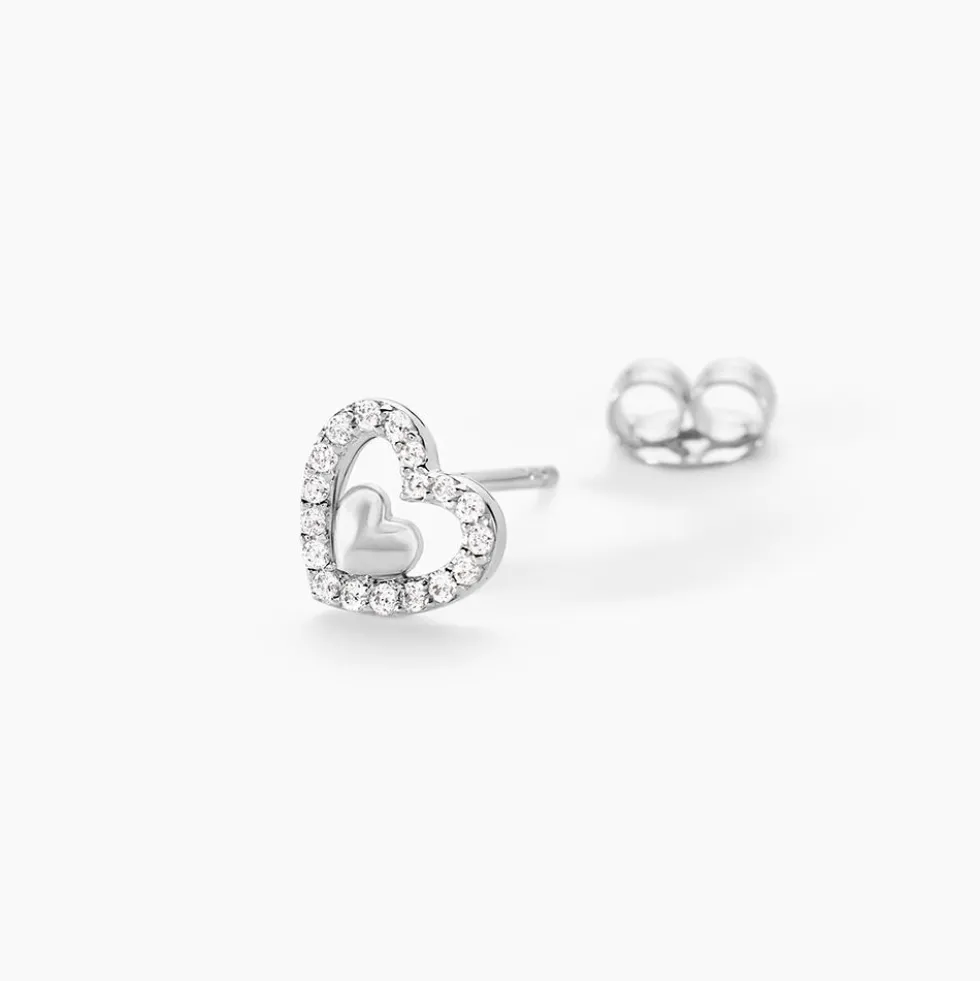 Boucles D'oreilles Puces Rizlene Argent Blanc Oxyde De Zirconium