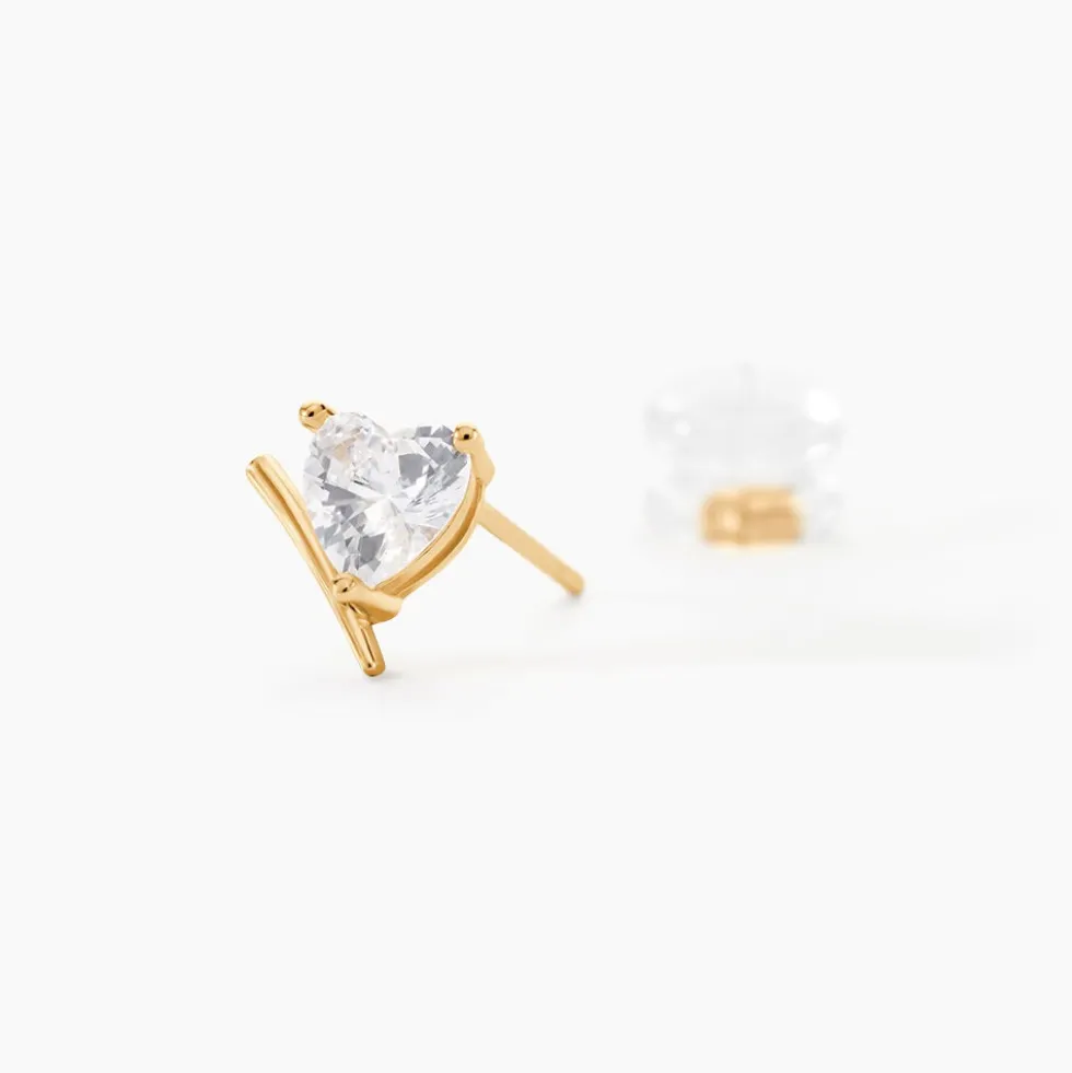 Boucles D'Oreilles Puces Rodolph Or Jaune Oxyde De Zirconium
