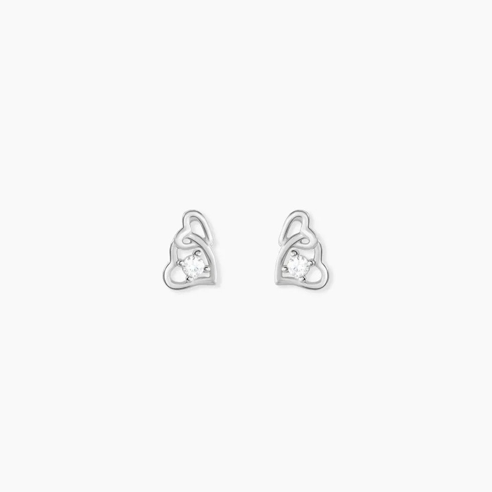 Boucles D'oreilles Puces Roma Argent Blanc Oxyde De Zirconium