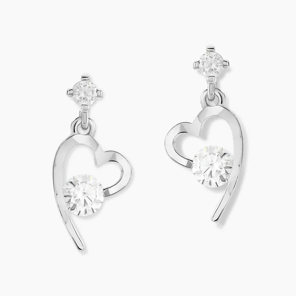 Boucles D'oreilles Puces Romance Or Blanc Oxyde De Zirconium