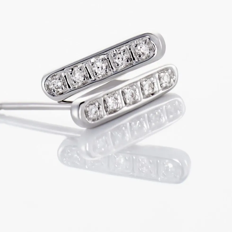 Boucles D'oreilles Puces Rosalin Blanc Diamant Blanc