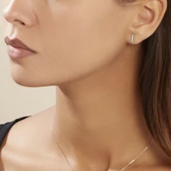 Boucles D'oreilles Puces Rosalin Blanc Diamant Blanc