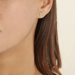 Boucles D'oreilles Puces Rosalin Blanc Diamant Blanc