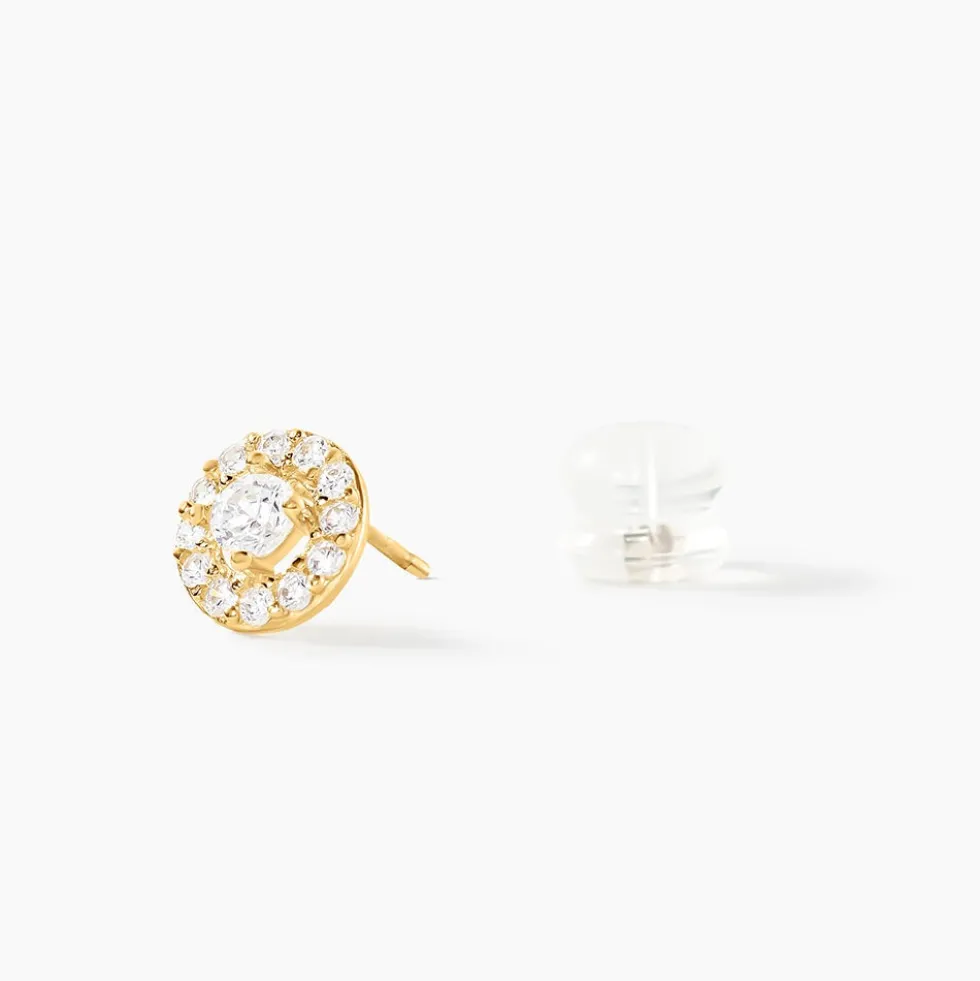 Boucles D'oreilles Puces Rosalie Or Jaune Oxyde De Zirconium