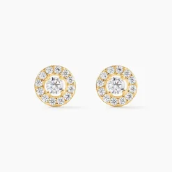 Boucles D'oreilles Puces Rosalie Or Jaune Oxyde De Zirconium