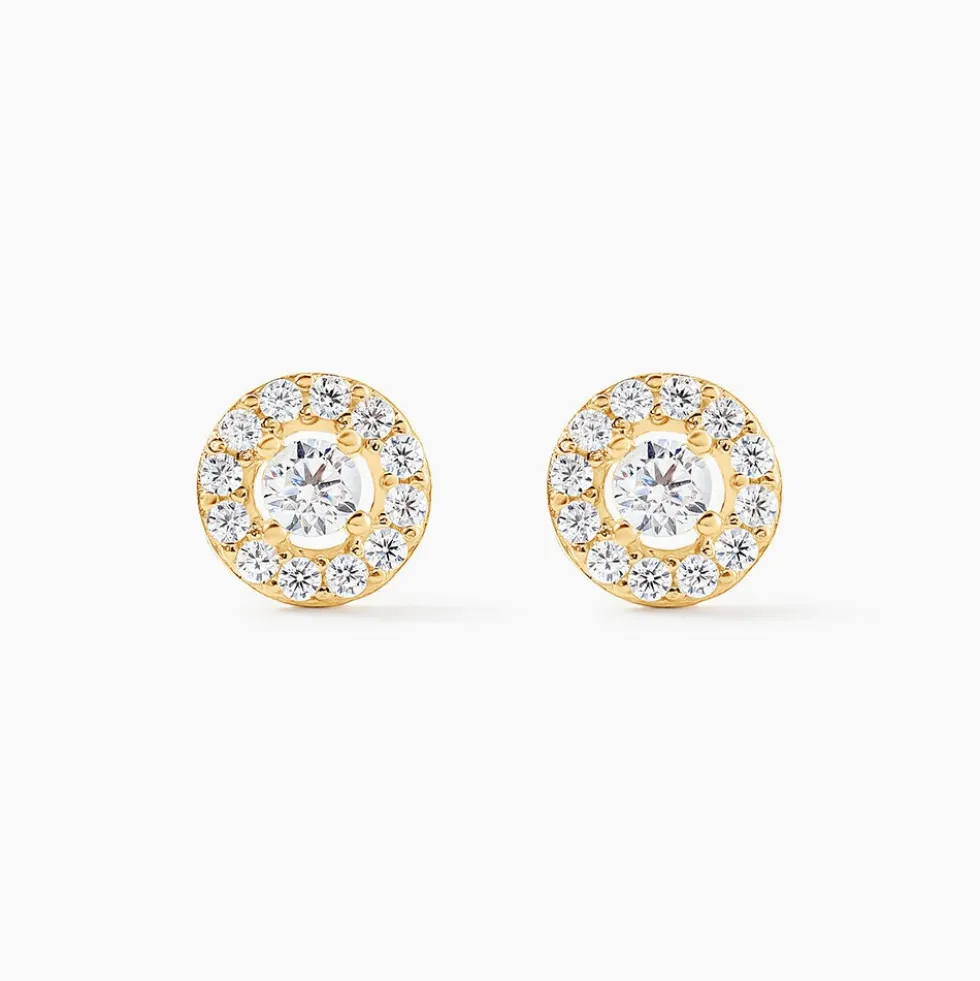 Boucles D'oreilles Puces Rosalie Or Jaune Oxyde De Zirconium