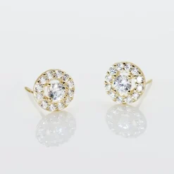 Boucles D'oreilles Puces Rosalie Or Jaune Oxyde De Zirconium