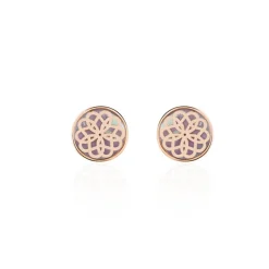 Boucles D'oreilles Puces Rosae Argent Rose Nacre
