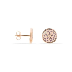 Boucles D'oreilles Puces Rosae Argent Rose Nacre
