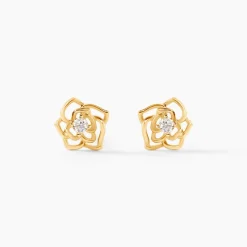 Boucles D'oreilles Puces Rozsi Or Jaune Oxyde De Zirconium
