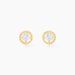 Boucles D'oreilles Puces Rufino Or Jaune Oxyde De Zirconium