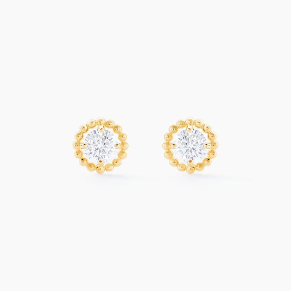 Boucles D'oreilles Puces Rufino Or Jaune Oxyde De Zirconium
