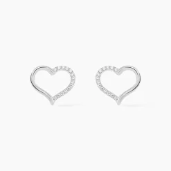 Boucles D'oreilles Puces Salona Argent Blanc Oxyde De Zirconium