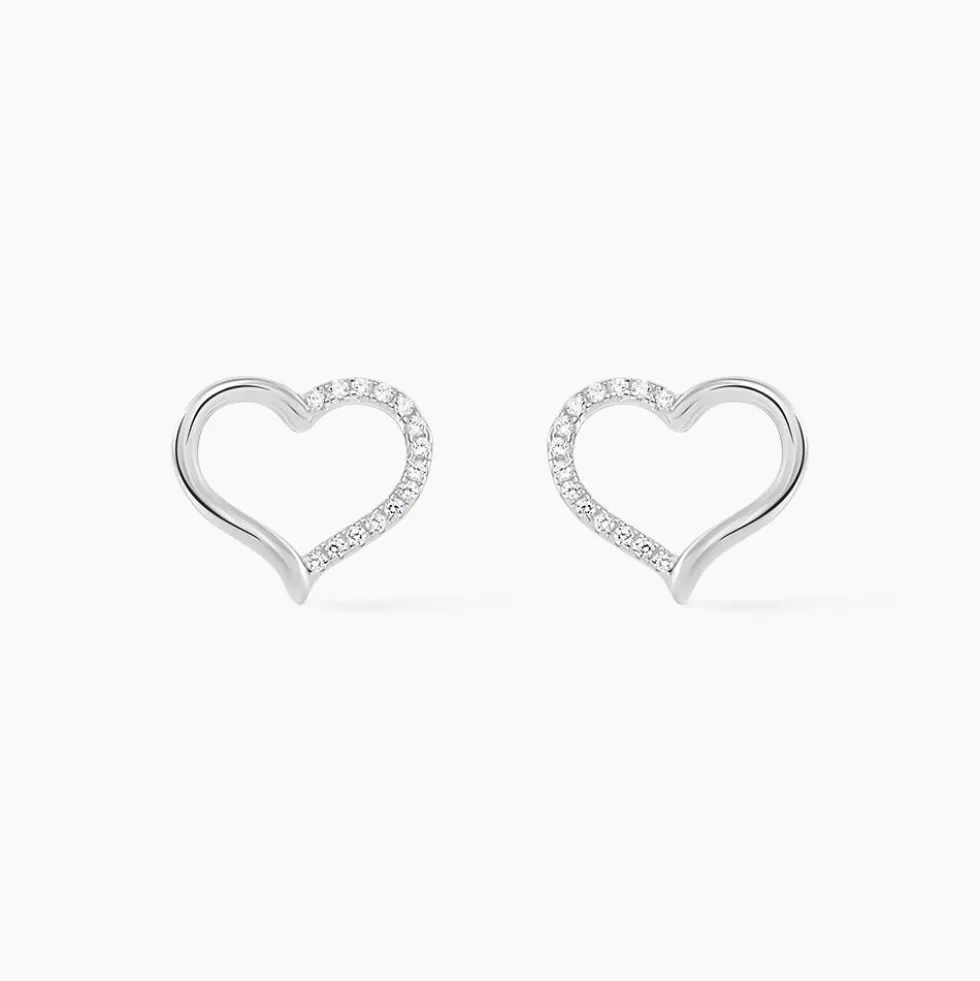 Boucles D'oreilles Puces Salona Argent Blanc Oxyde De Zirconium
