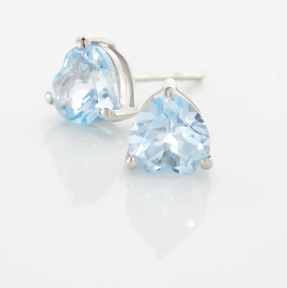 Boucles D'oreilles Puces Salona Or Blanc Topaze
