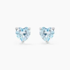 Boucles D'oreilles Puces Salona Or Blanc Topaze