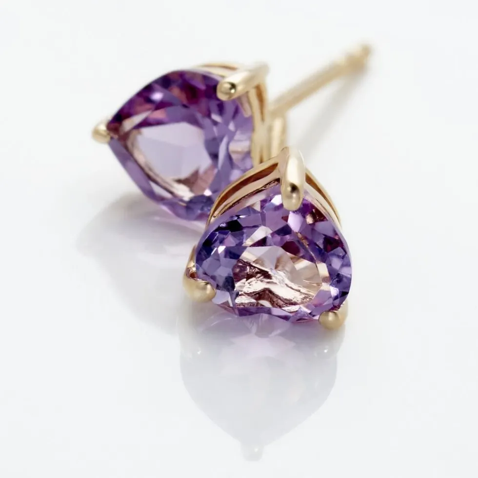 Boucles D'oreilles Puces Salona Or Jaune Amethyste