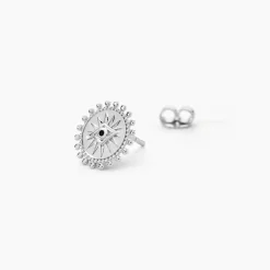 Boucles D'oreilles Puces Salvia Argent Blanc Oxyde De Zirconium