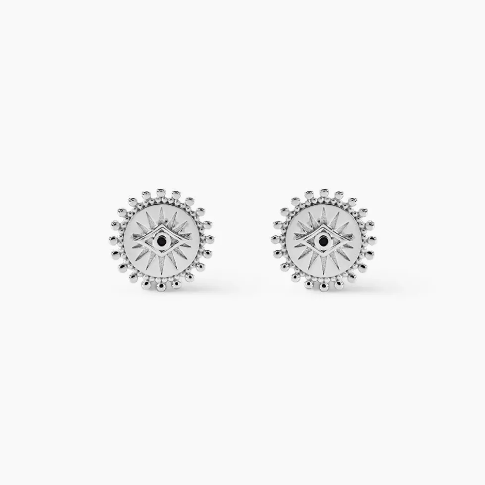 Boucles D'oreilles Puces Salvia Argent Blanc Oxyde De Zirconium