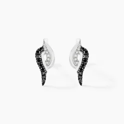 Boucles D'oreilles Puces Sculptural Or Blanc Diamant