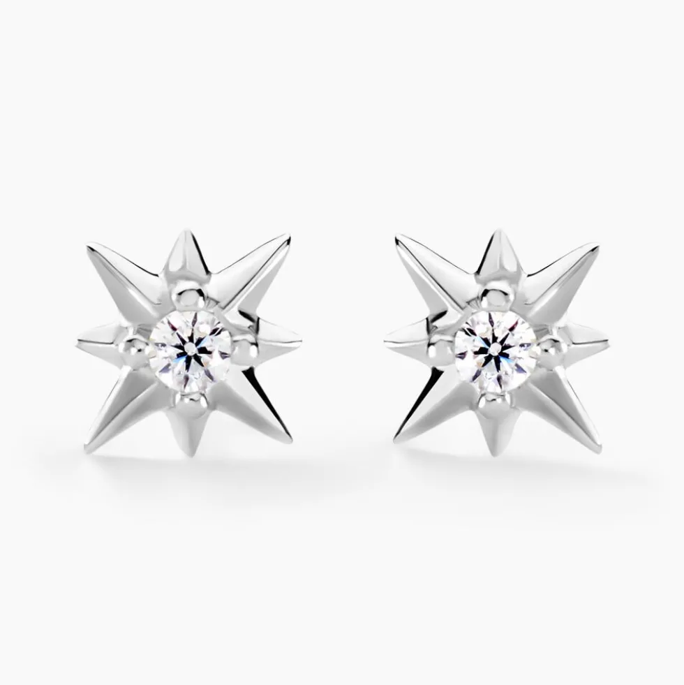 Boucles D'oreilles Puces Semira Argent Blanc Oxyde De Zirconium