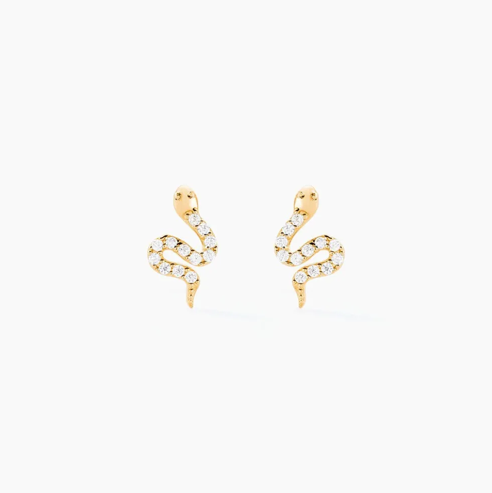 Boucles D'oreilles Puces Sergius Or Jaune Oxyde De Zirconium