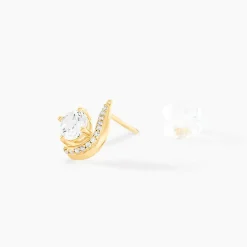 Boucles D'oreilles Puces Sevde Or Jaune Oxyde De Zirconium