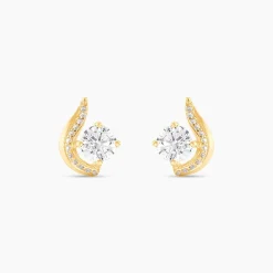 Boucles D'oreilles Puces Sevde Or Jaune Oxyde De Zirconium