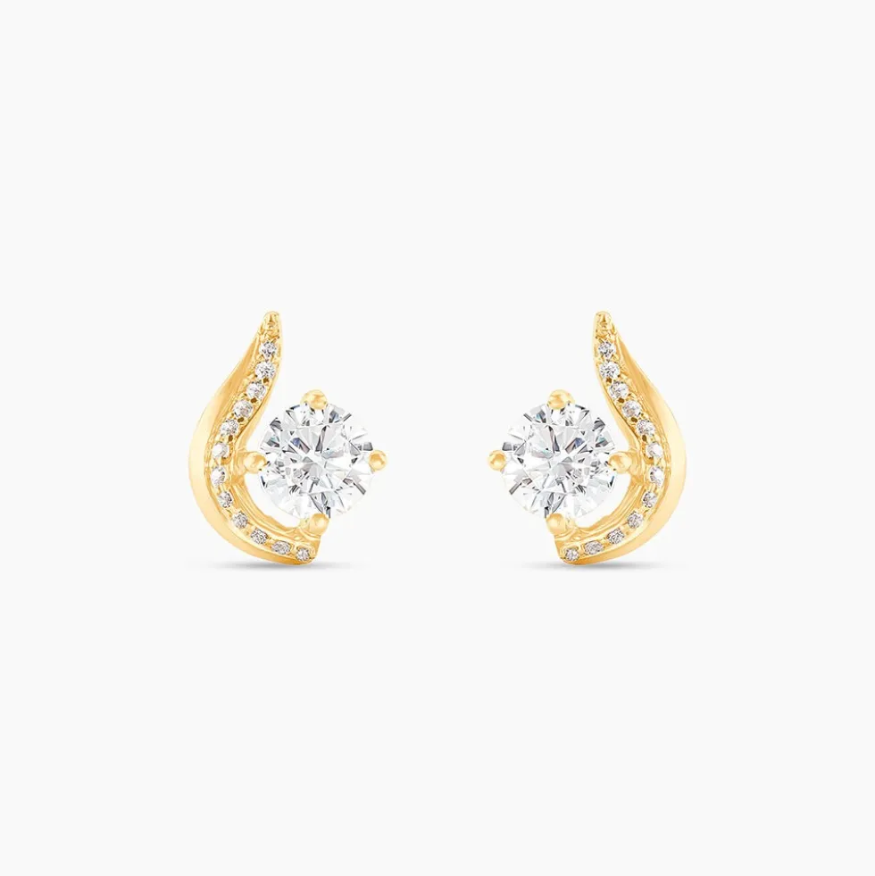 Boucles D'oreilles Puces Sevde Or Jaune Oxyde De Zirconium