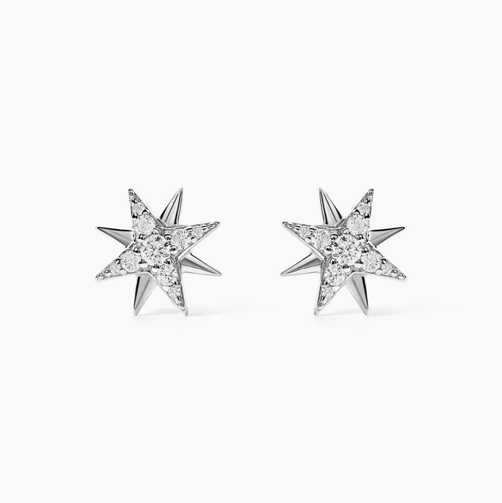 Boucles D'oreilles Puces Shanis Argent Blanc Oxyde De Zirconium