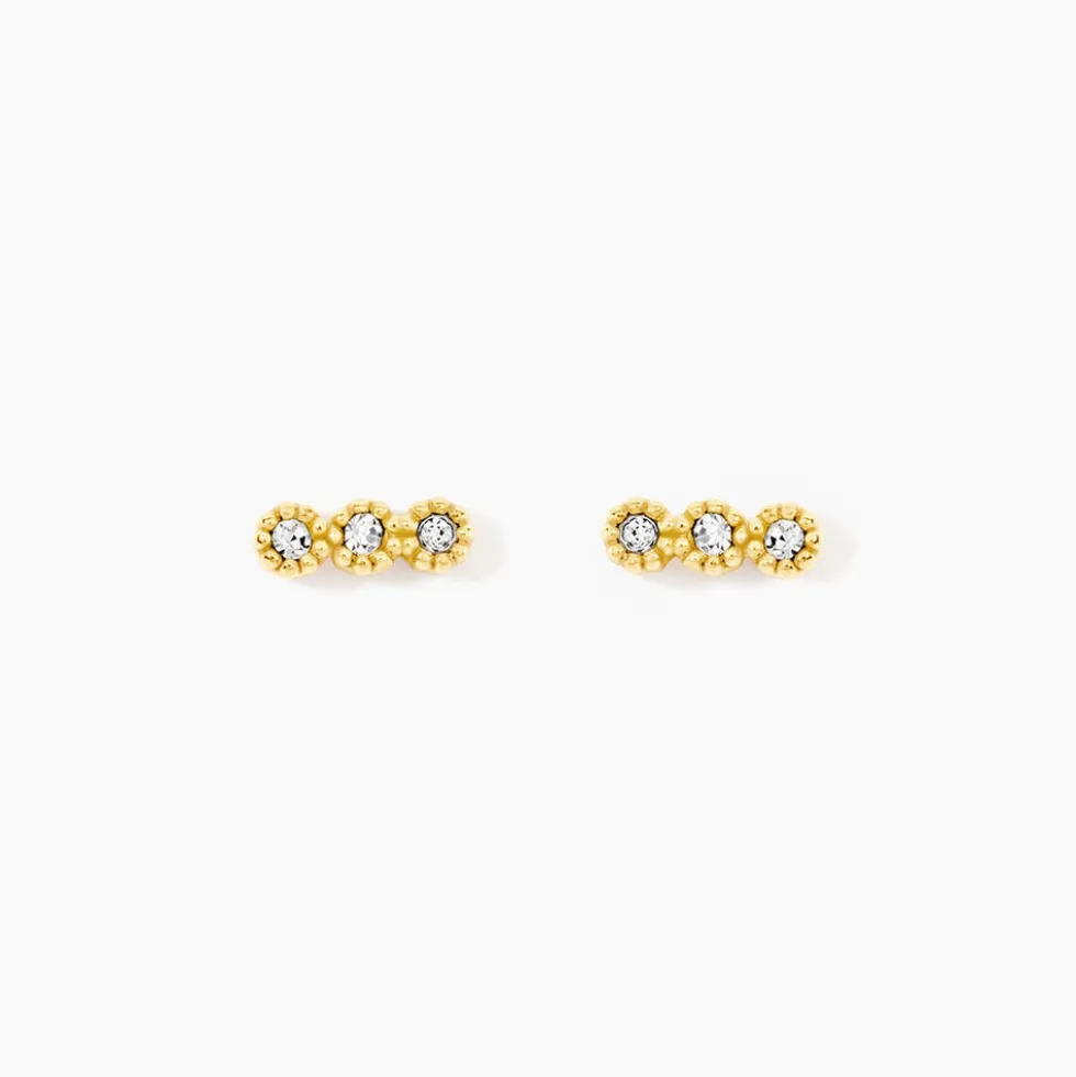 Boucles D'Oreilles Puces Sheima Acier Jaune Cristal