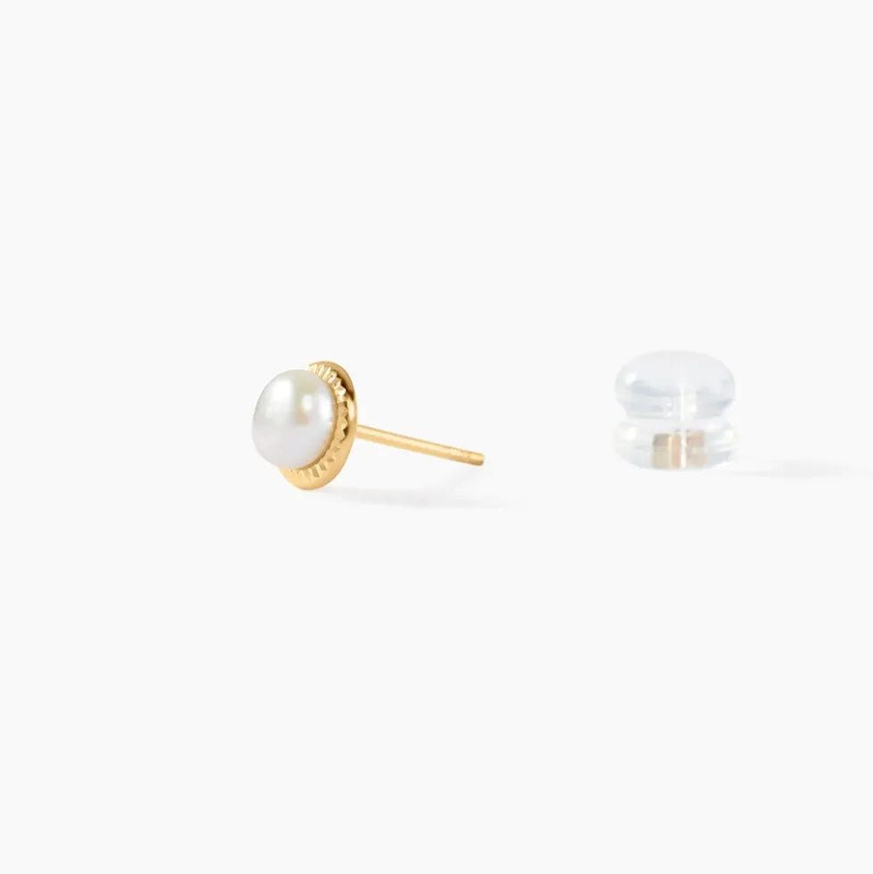 Boucles D'oreilles Puces Siera Diamante Or Jaune Perle De Culture