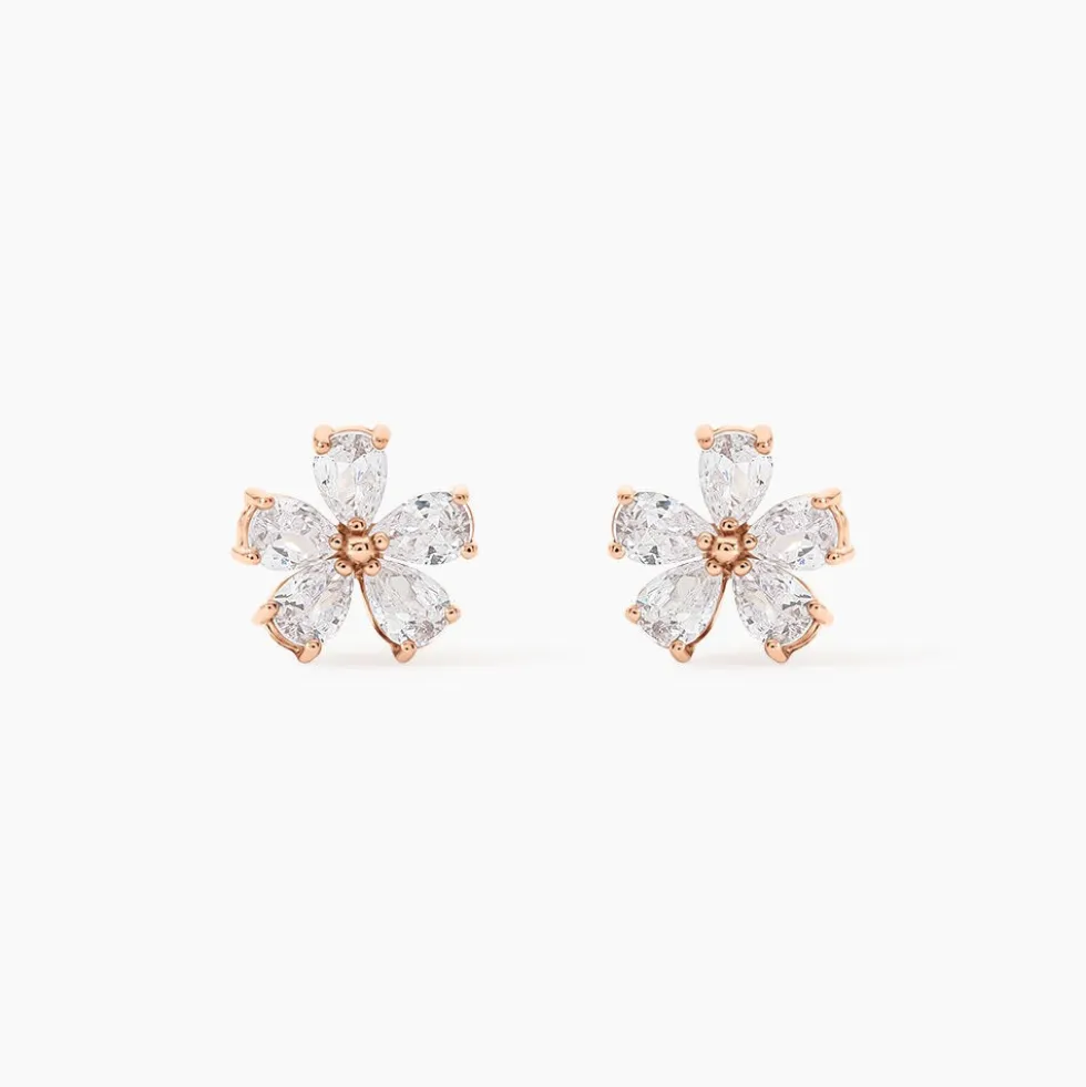 Boucles D'oreilles Puces Siriana Argent Rose Oxyde De Zirconium