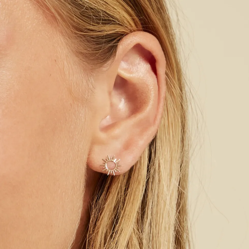 Boucles D'oreilles Puces Soleil Eternel Or Jaune