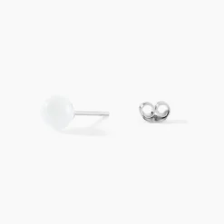 Boucles D'oreilles Puces Solene Argent Blanc Céramique