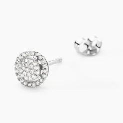 Boucles D'oreilles Puces Soleil D'hiver Or Blanc Diamant