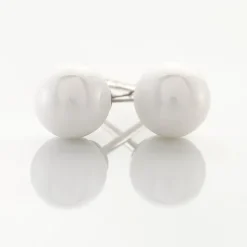 Boucles D'oreilles Puces Solene Argent Blanc Céramique