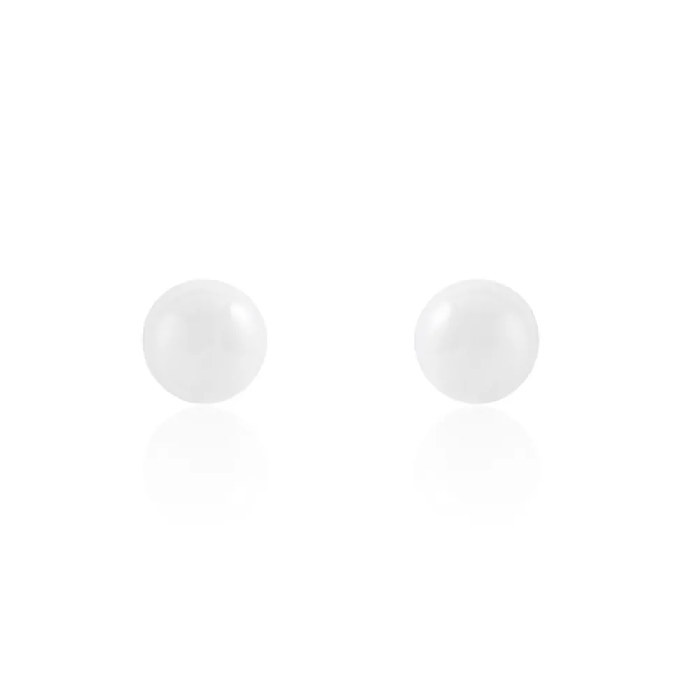 Boucles D'oreilles Puces Solene Argent Blanc Céramique