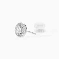 Boucles D'oreilles Puces Star Or Blanc Oxyde De Zirconium