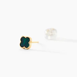Boucles D'oreilles Puces Stellya Or Jaune Malachite
